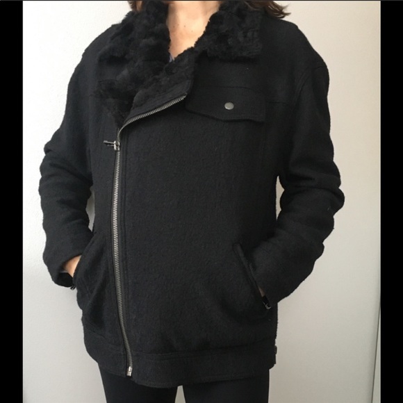 FREE PEOPLE Slouchy Wool Moto Jacket Black SALE - Picture 7 of 7